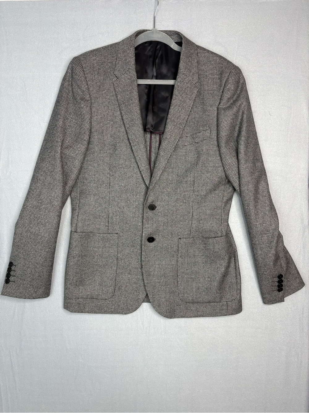 Paul Smith Grey Houndstooth Wool Blazer Jacket Buggy Lined 40 US / 50 EU